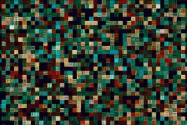 Renkli küçük kare mozaik doku ile soyut arka plan, stilize kalem hatching