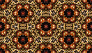 Sorunsuz raster desen oryantal tarzı çiçek psychedelic mozaik desen duvar kağıdı, arka planlar, halılar, halı için dekor için