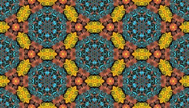 Sorunsuz raster desen oryantal tarzı çiçek psychedelic mozaik desen duvar kağıdı, arka planlar, halılar, halı için dekor için