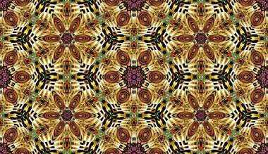 Sorunsuz raster desen oryantal tarzı çiçek psychedelic mozaik desen duvar kağıdı, arka planlar, halılar, halı için dekor için