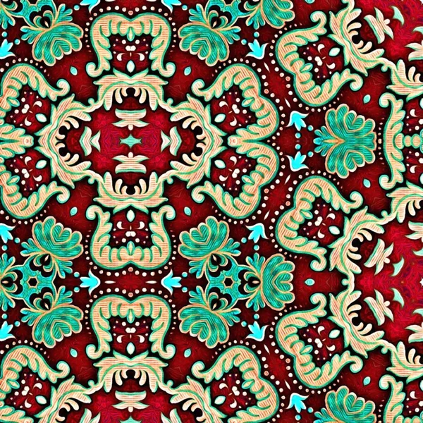 Безшовний растровий візерунок у східному стилі Квіткова психоделічна мозаїка Візерунок для шпалер, фонів, декору для гобеленів, килима — стокове фото