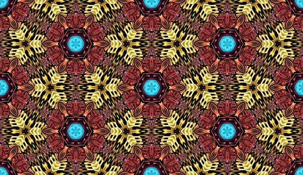 Bezešvá rastrová vzor v orientálním stylu květ psychedelické mozaika vzor pro tapety, pozadí, výzdoba pro tapiserie, koberec — Stock fotografie