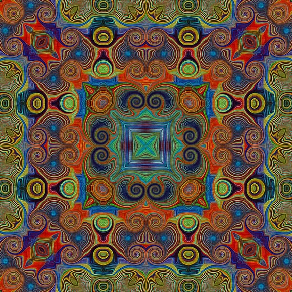 Безшовний растровий візерунок у східному стилі Квіткова психоделічна мозаїка Візерунок для шпалер, фон, декор для гобеленів, стилізація килимового олівця — стокове фото