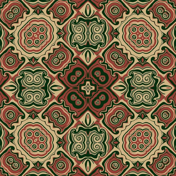 Векторный бесшовный узор, абстрактная геометрическая фоновая иллюстрация, тканевый текстильный узор и племенные мотивы. Этническая плитка . — стоковый вектор