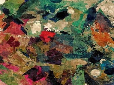 Soyut psychedelic grunge arka plan grafik stilizasyon dokulu tuval üzerine kaotik bulanık konturlar ve boya konturları