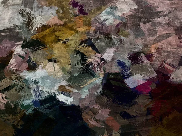Abstrakta psykedeliska grunge bakgrund grafisk stilisering på ett texturerat duk av kaotiska suddiga linjer och slag av färg — Stockfoto
