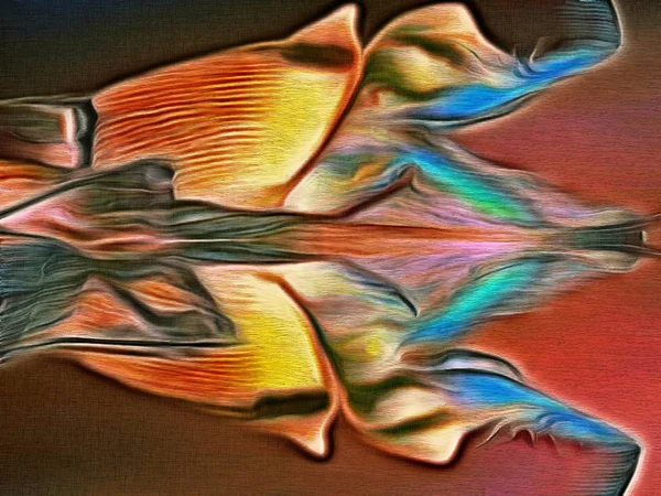 Αφηρημένη κλασματικό ψυχεδελικό σχήμα υφή με χρώμα μολύβι στυποίηση — Φωτογραφία Αρχείου