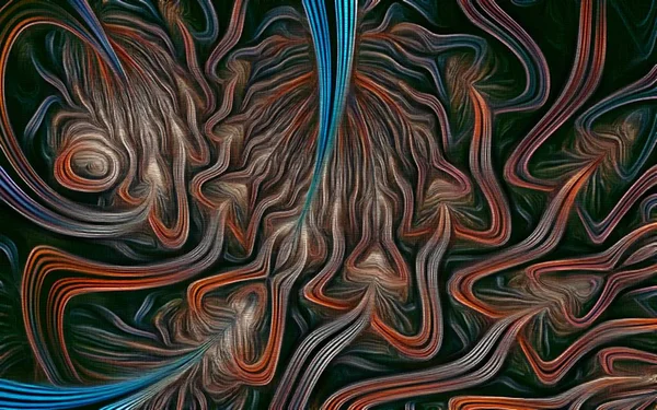 Abstrakt fraktal psykedelisk form textur med färg penna stilisering — Stockfoto