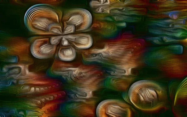 Abstracte Fractal psychedelische vorm textuur met kleur potlood stilisatie — Stockfoto