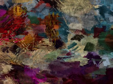 Soyut psychedelic grunge arka plan grafik stilizasyon dokulu tuval üzerine kaotik bulanık konturlar ve boya konturları.