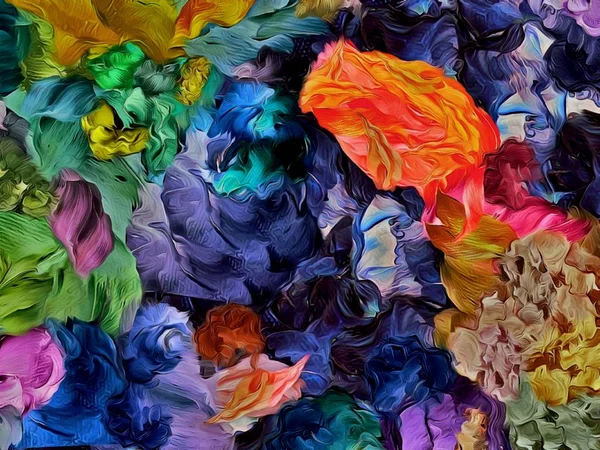 Abstrakt dator stiliserade dekorativa vintage textur, bakgrundsmönster av stora slag av färg, datorgrafik färgstarka blomma inredning Design väv, tapet, dator. — Stockfoto