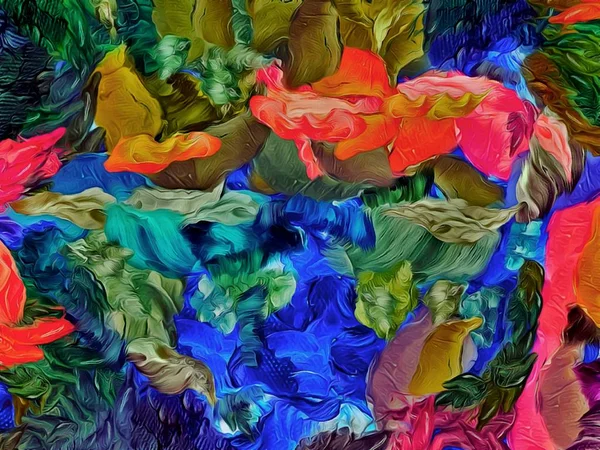 Abstrato computador estilizado decorativo vintage textura, padrão de fundo de grandes traços de tinta, computação gráfica colorido flor decoração Design para tapeçaria, papel de parede, computador . — Fotografia de Stock