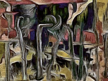 Soyut psychedelic grunge arka plan grafik stilizasyon dokulu tuval üzerine kaotik bulanık konturlar ve boya konturları.