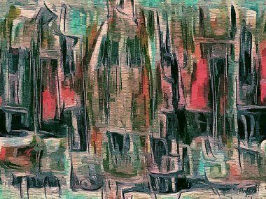 Soyut psychedelic grunge arka plan grafik stilizasyon dokulu tuval üzerine kaotik bulanık konturlar ve boya konturları.