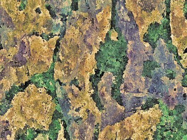 Soyut psychedelic grunge arka plan grafik stilizasyon dokulu tuval üzerine kaotik bulanık konturlar ve boya konturları.