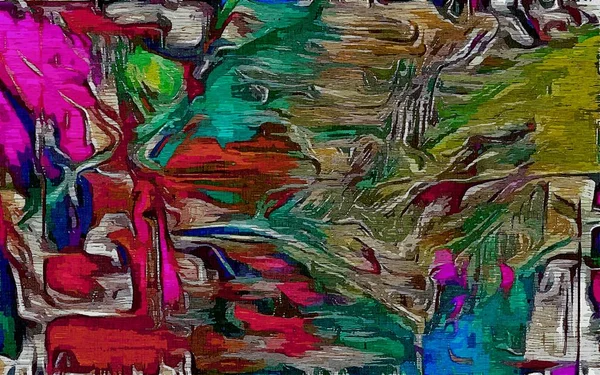 Абстрактная психоделическая гранжевая фоновая графическая стилизация на текстурированном холсте хаотических размытых мазков и мазков краски . — стоковое фото