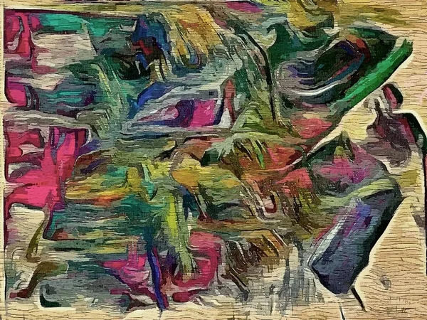 Abstract psychedelic grunge background graphic stylization on a textured canvas of chaotic blurry strokes and strokes of paint. — Stock Photo, Image