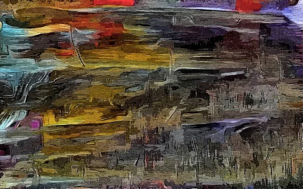 Abstracto psicodélico grunge fondo gráfico estilización en un lienzo texturizado de trazos caóticos borrosas y trazos de pintura . — Foto de Stock