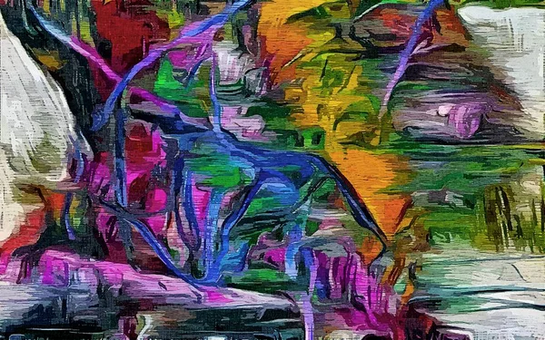 Абстрактний психоделічний гранжевий фон графічна стилізація на текстурованому полотні хаотичних розмитих штрихів і штрихів фарби . — стокове фото