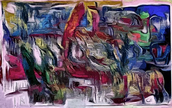 Abstract psychedelic grunge background graphic stylization on a textured canvas of chaotic blurry strokes and strokes of paint. — Stock Photo, Image