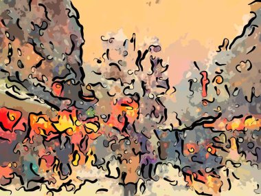 Soyut grunge arka plan rengi kaotik bulanık noktalar fırça darbeleri farklı boyutlarda.