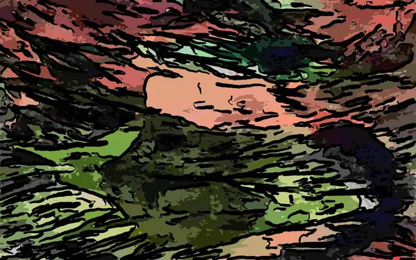 Abstrakta grunge bakgrund från färg kaotiska suddiga fläckar penseldrag i olika storlekar. — Stock vektor