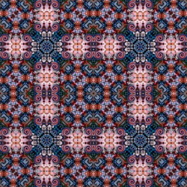 Sorunsuz raster desen oryantal tarzı çiçek psychedelic mozaik desen duvar kağıdı, arka planlar, halılar, halı için dekor için