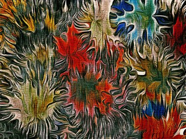 Soyut psychedelic grunge arka plan grafik stilizasyon dokulu tuval üzerine kaotik bulanık konturlar ve boya konturları.