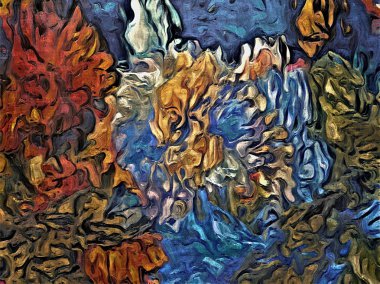 Soyut psychedelic grunge arka plan grafik stilizasyon dokulu tuval üzerine kaotik bulanık konturlar ve boya konturları.