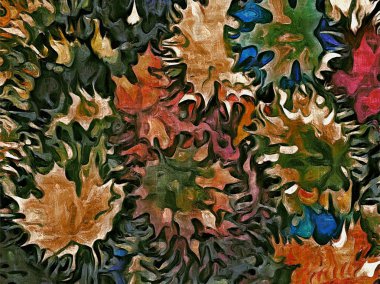 Soyut psychedelic grunge arka plan grafik stilizasyon dokulu tuval üzerine kaotik bulanık konturlar ve boya konturları.