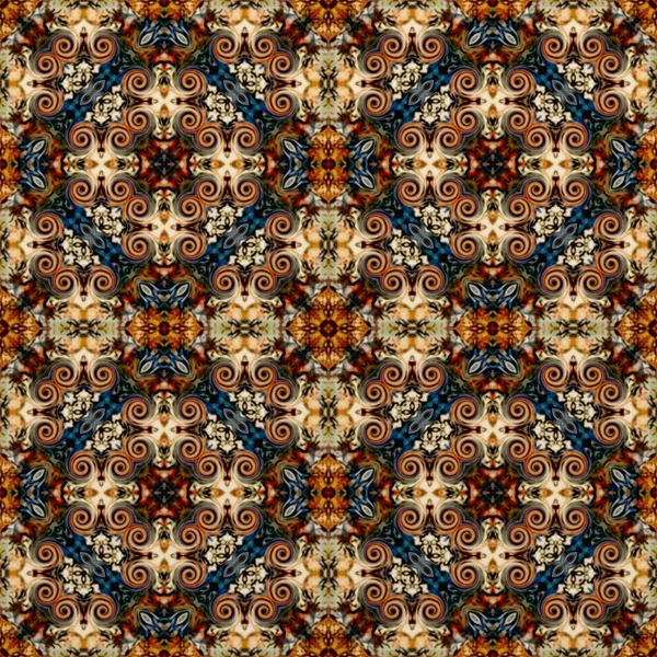 Motif raster sans couture dans un style oriental Fleur mosaïque psychédélique Motif pour papier peint, milieux, décor pour tapisseries, tapis — Photo