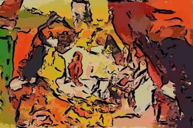 Soyut grunge arka plan rengi kaotik bulanık noktalar fırça darbeleri farklı boyutlarda.