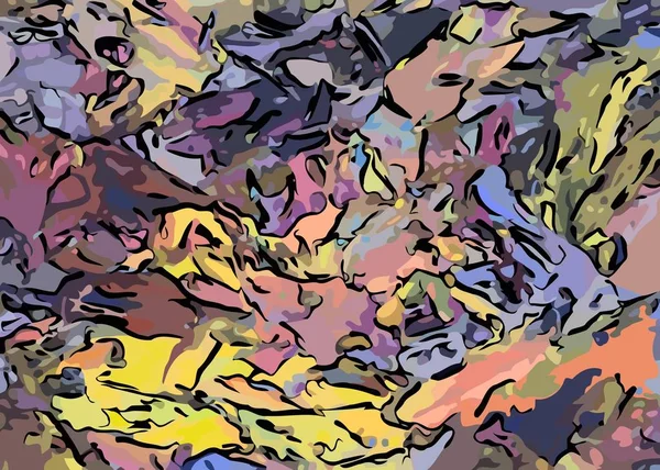 Abstrait fond grunge de couleur chaotique taches floues coups de pinceau de différentes tailles . — Image vectorielle