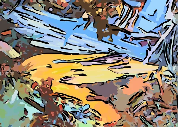 Abstracte grunge achtergrond van kleur chaotische wazig vlekken penseelstreken van verschillende grootte. — Stockvector