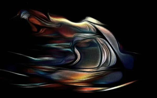 Abstracte Fractal psychedelische vorm textuur met kleur potlood stilisatie — Stockfoto