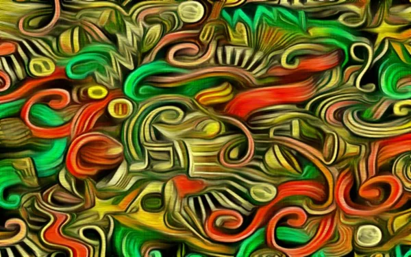 Abstract fractal psychedelic shape texture with color pencil stylization — Stock Photo, Image