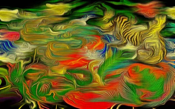 Abstracte Fractal psychedelische vorm textuur met kleur potlood stilisatie — Stockfoto