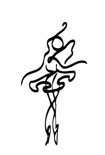 Abstracte Handschets Dansende Ballerina — Stockvector