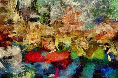 Renkli kaotik fırça darbelerinin farklı boyutlarda ve bulanık boya lekelerinin soyut psikedelik arka plan suluboya stili.