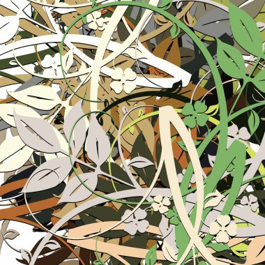 Soyut arkaplan. Psikedelik fraktal, fırça darbelerinin dokusu bulanık çizgilerin renkli boyası ve farklı şekil ve boyutlarda benekler..