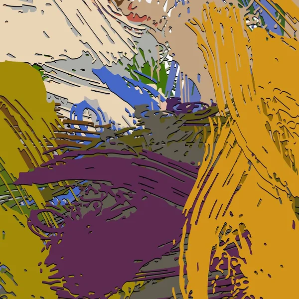 Contexte Abstrait Texture Psychédélique Des Coups Pinceau Peinture Colorée Lignes — Image vectorielle