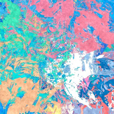 Soyut arkaplan. Renkli boya fırça darbelerinin psikedelik dokusu bulanık çizgiler ve farklı şekil ve boyutlarda benekler..