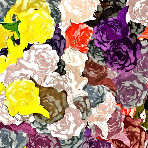 Abstrakcyjny Vintage Tło Kwiatowe Płótna Tkaniny Szerokimi Pociągnięciami Kolorów Projektowania — Zdjęcie stockowe