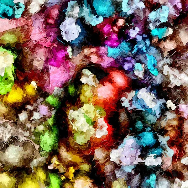 Abstrakt Psykedelisk Bakgrund Akvarell Stilisering Från Färgade Kaotiska Penseldrag Olika — Stockfoto