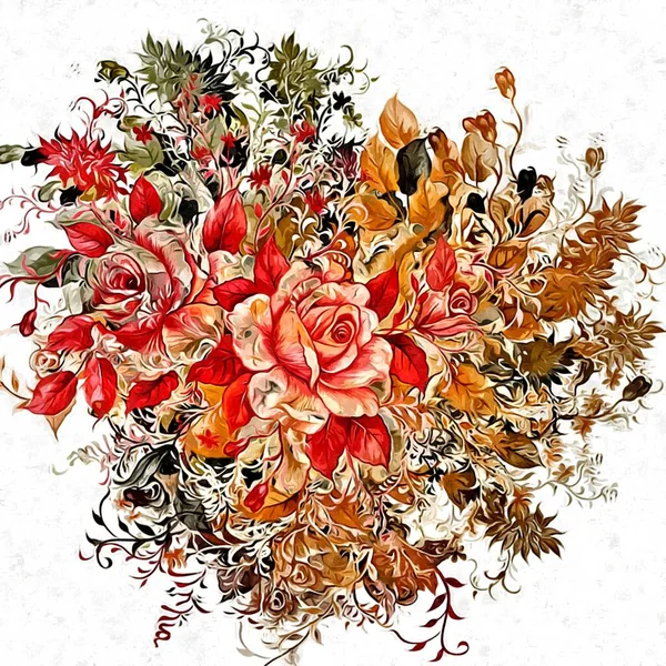 Абстрактный Винтажный Цветочный Фон Холст Гобелен Широкими Цветовыми Штрихами Дизайна — стоковое фото
