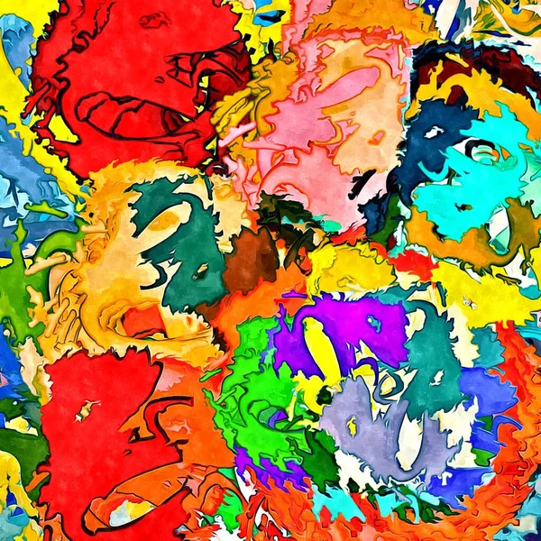 Contexte Abstrait Texture Psychédélique Des Coups Pinceau Peinture Colorée Lignes — Photo
