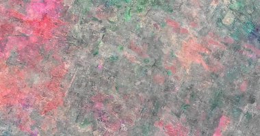 Renkli kaotik fırça darbelerinin farklı boyutlarda ve bulanık boya lekelerinin soyut psikedelik arka plan suluboya stili.