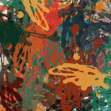 Renkli boya darbelerinin dokusu, farklı boyutlarda ve şekillerde fırçalarla bulanık noktalar. Stilize suluboya, yağ grunge arkaplan.