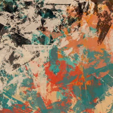 Renkli boya darbelerinin dokusu, farklı boyutlarda ve şekillerde fırçalarla bulanık noktalar. Stilize suluboya, yağ grunge arkaplan.
