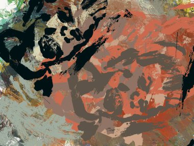 Renkli boya darbelerinin dokusu, farklı boyutlarda ve şekillerde fırçalarla bulanık noktalar. Stilize suluboya, yağ grunge arkaplan.